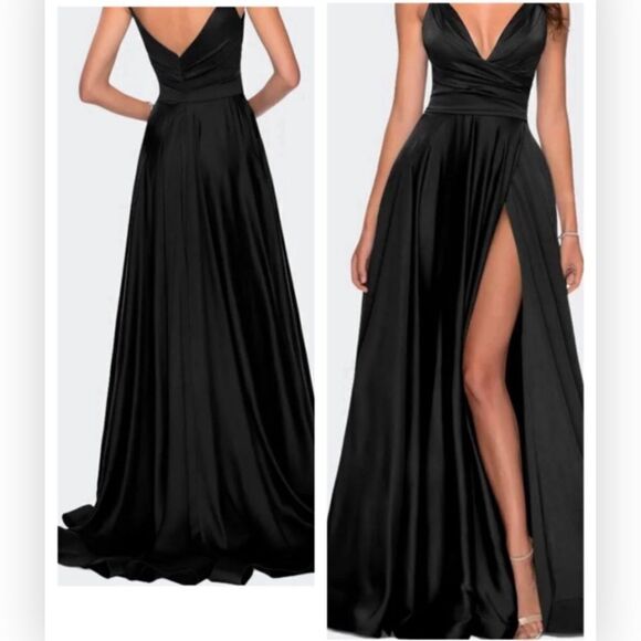 La Femme 28607 Strappy Back Satin Ballgown size 8 $408 - Picture 1 of 7